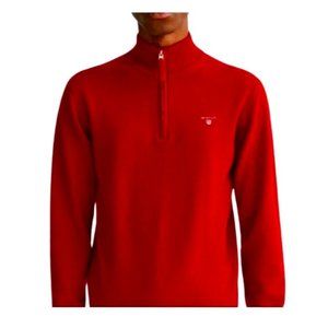 NWOT- GANT Super Fine Cotton Half-Zip Sweater RED Size M- MSRP $175